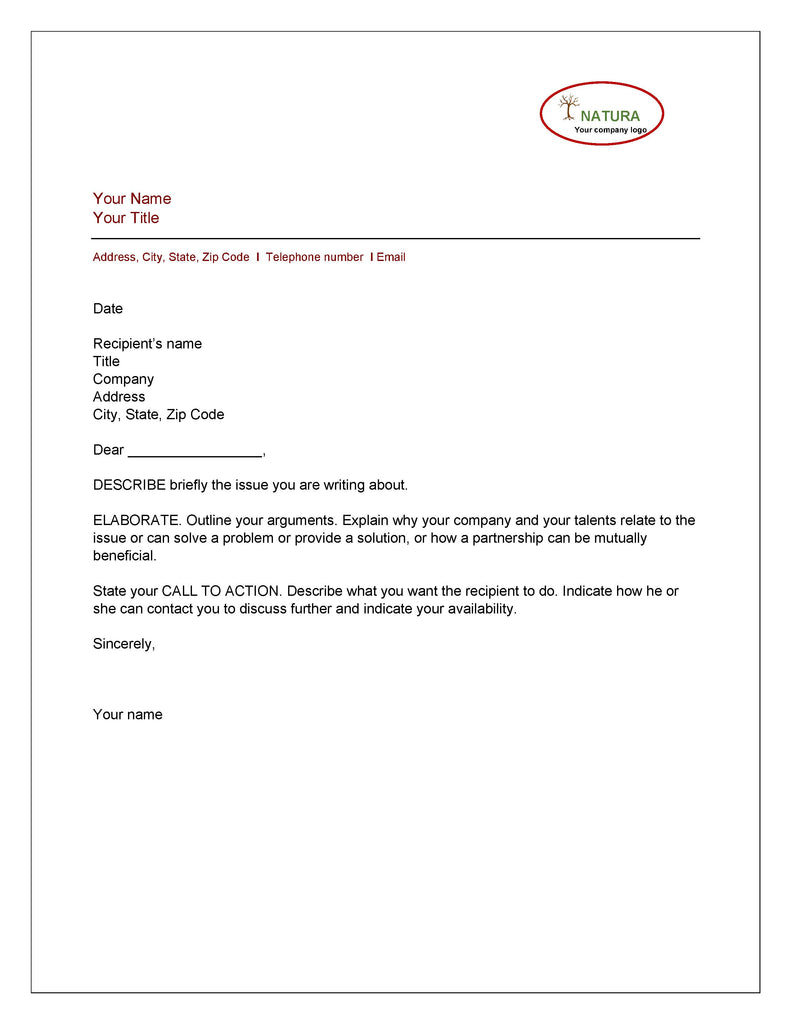 BUSINESS RESOURCES: Sample professional business letter format